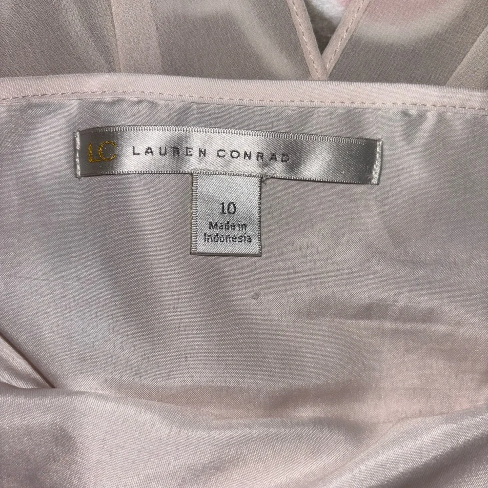 Lauren Conrad Pink Blush Floral Ombré Wrap Style Chiffon Dress Size 10 - Picture 9 of 9